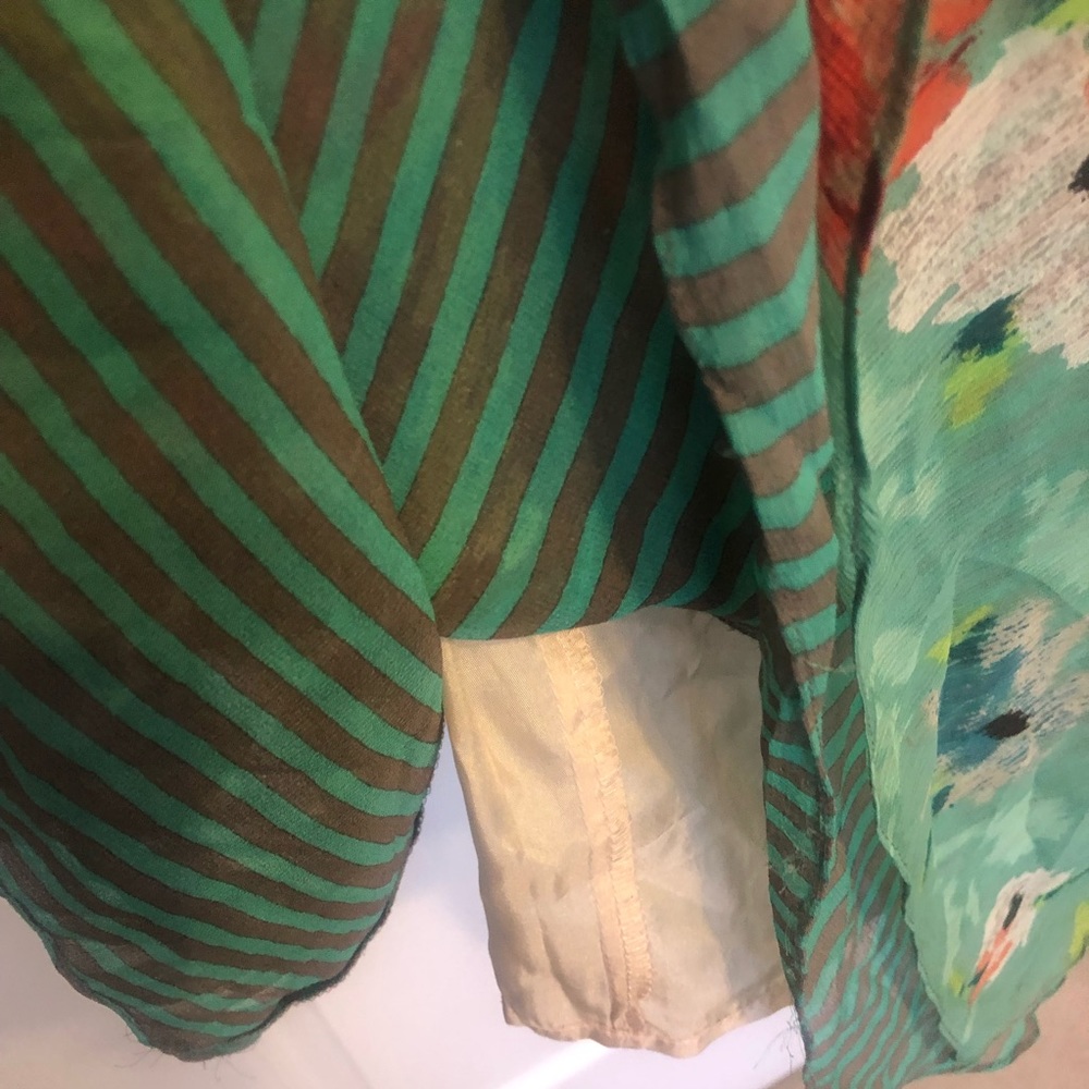 Nanette Lepore Silk Brown/Green Tiered Ruffle Dress 10 - Picture 12 of 13